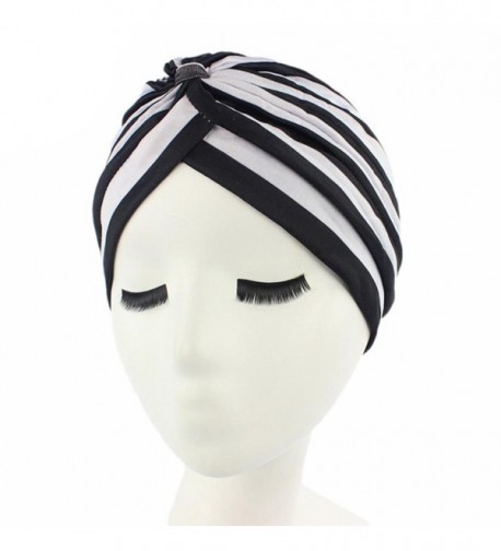 Qingfan Women Solid Yoga Cancer Chemo Hat Beanie Turban Stretch Head Wrap Cap - Black - CK1867E6EKC