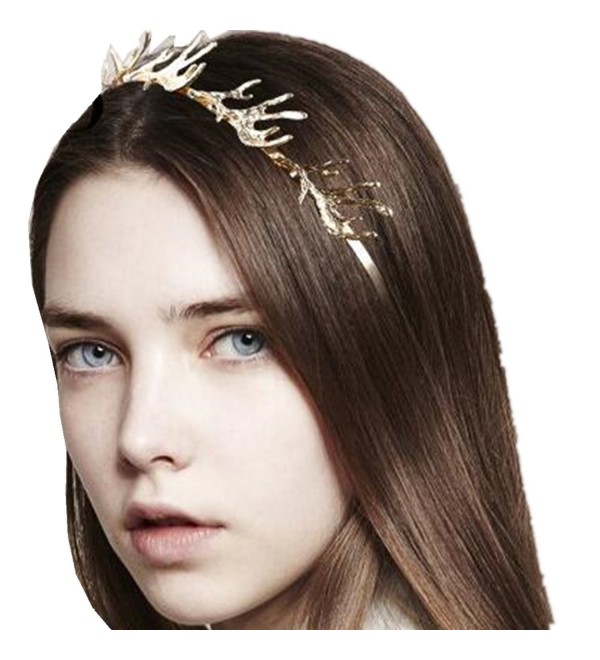 Wiipu Christmas Gift Hairbands 3D Alloy Deer Horn Antler Shape Headbands(D911) - gold - C4187OKME0L