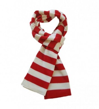 TrendsBlue Soft Knit Striped Scarf - Red & White - CQ112MB5V97