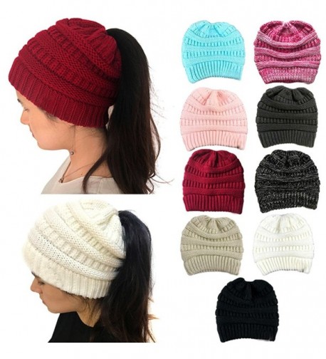Mellons Womens Stretch Ponytail Christmas in Women's Skullies & Beanies