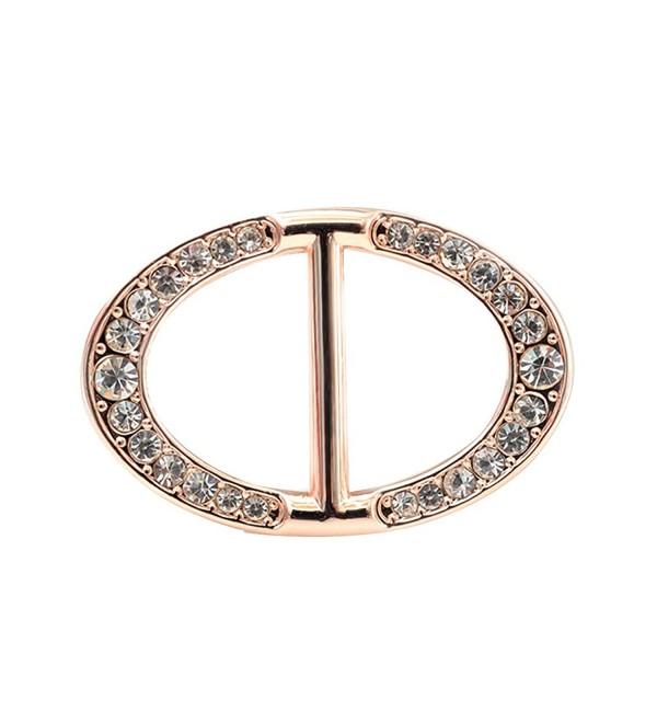 Vintage Oval Round Scarf Ring Rhinestone Scarves Buckle Women Jewelry Rose Gold - C012N43NSJO