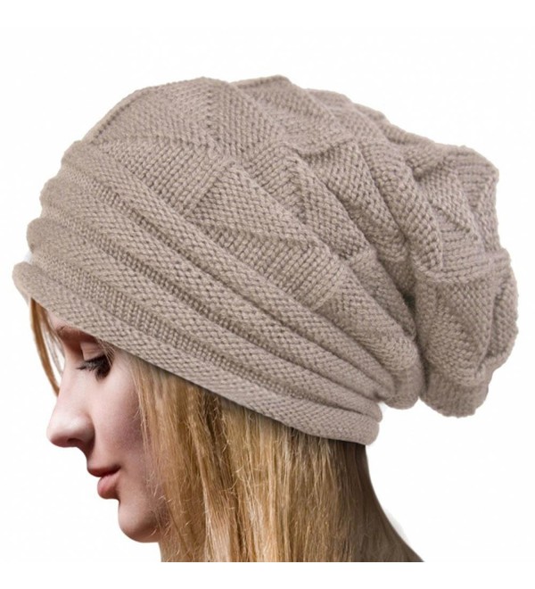 Fashion Women Winter Crochet Hat Wool Knit Beanie Warm Caps Beige ...