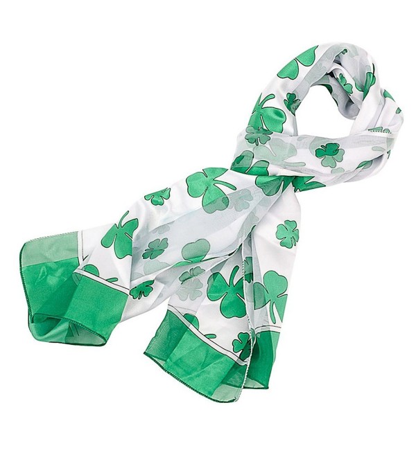 Shamrock Scarf with Green Edge for St Patrick's Day in White - CJ11CTF4H2D