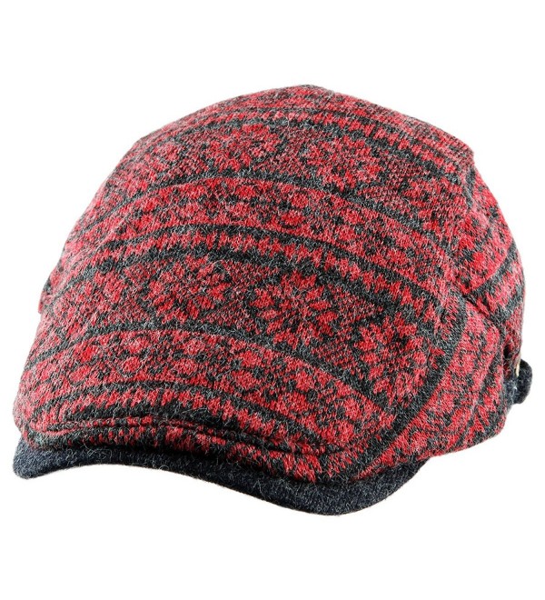 Samtree Women's newsboy Cap-Cotton Woolen Warm Christmas Snowflake Cabbie Hat - Red(cotton) - C812NEUX9H2