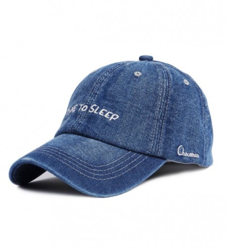 Choomon Unisex Cotton Denim Baseball Cap Adjustable Strap Low Profile Plain Hats - Dark Blue - CH182EUL0RM