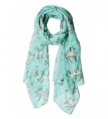 Womens Lightweight Scarf Shawl with Unicorn Horse Print by MissShorthair - Green - CR183IO05XZ