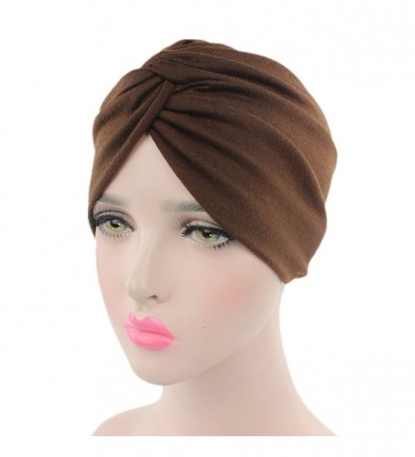 Chemo Sleep Turban Headwear Scarf Beanie Cap Hat for Cancer Patient Hair Loss - Brown - CJ187U2L9NG
