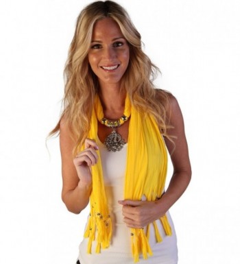 Womens Fashion Pendant Peacock Yellow in Fashion Scarves