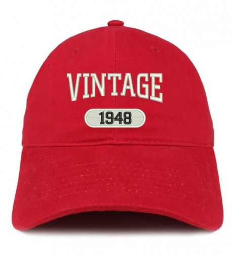 Trendy Apparel Shop Vintage 1948 Embroidered 70th Birthday Relaxed Fitting Cotton Cap - Red - CO12NUBBEOF