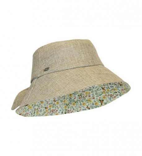 Women's Wide Brim Lined Bucket Sun Hat w/ Bow- Packable and Crushable- UPF 50+ - Brown - CL12DZT70W5