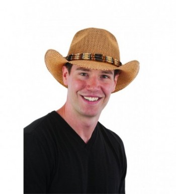 Jacobson Straw Cowboy Hat - Antique Hondo Western Hat Bead Band - CQ182GHQ9UU