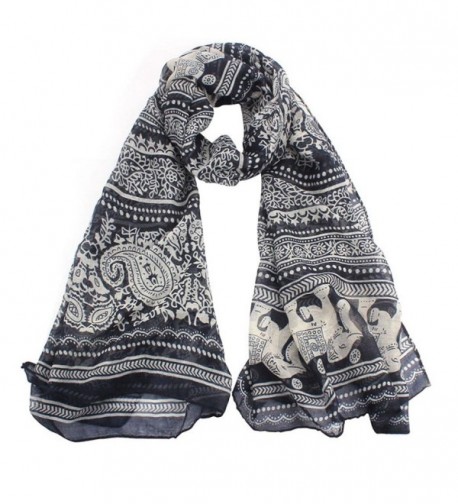 AutumnFall New Ladies Neck Stole Elephant Print Long Scarf Shawl Wrap Pashmina - Black - CO1257UDXH1