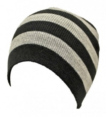 Black Tight Fitting Striped Beanie in Women's Skullies & Beanies