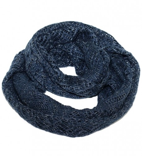 Women's Warm Thick Knitted Infinity Scarf - Dark Blue - CW1210H8VS1