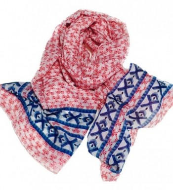 Infinity Scarf For Summer Women Hoyou Lightweight Floral Print Chiffon Looped Scarves - Coral - CE17YQD2UDZ