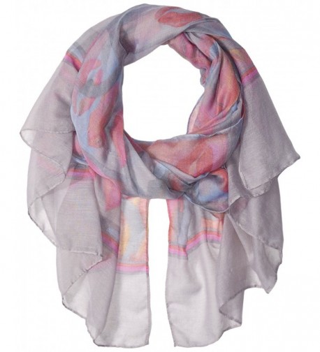 D&Y Women's Lip Printed Oblong Scarf - Gray - CA12O7CT6HF