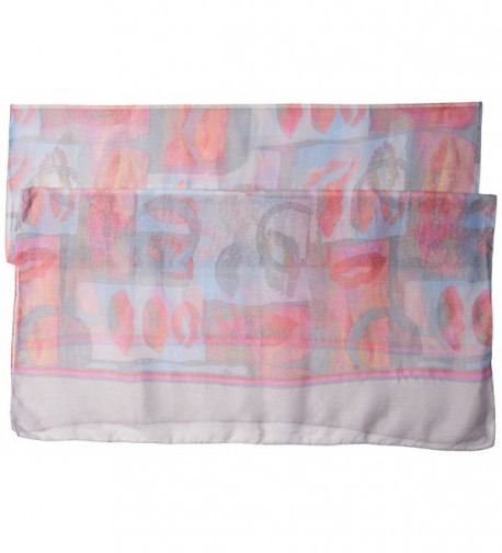 Womens Printed Oblong Scarf Grey