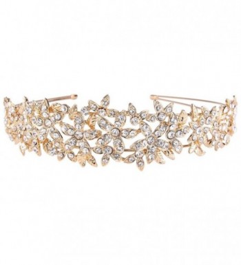 EVER FAITH Women's Austrian Crystal Wedding Flower Cluster Hair Band Clear - Gold-Tone - C512MODKVI3