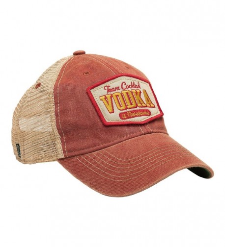 TEAM COCKTAIL Vodka Is Awesome Mesh Trucker Hat - Cardinal Hat (Red w/ Gold) - C711MW1TVLB