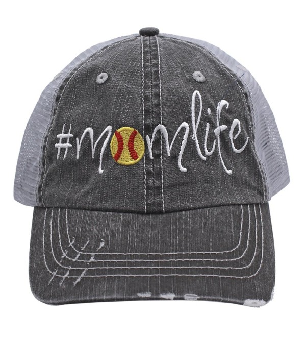 Softball Momlife Women Embroidered Trucker Style Cap Hat Rocks any Outfit - C6182M746TZ