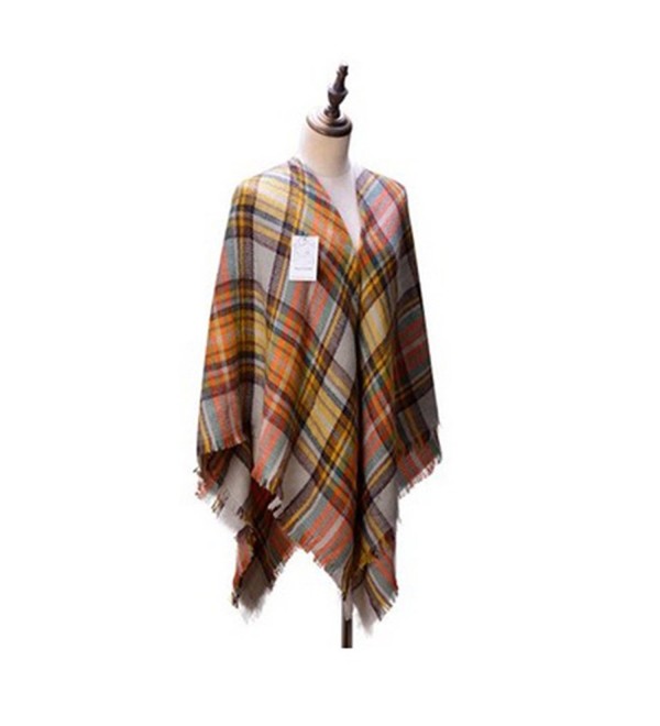 Women's Cozy Tartan Scarf Wrap Shawl Neck Stole Warm Plaid Checked Pashmina - CJ11TTT542T