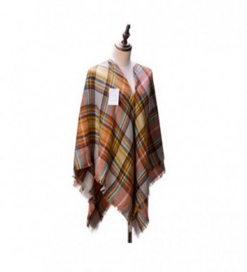 Women's Cozy Tartan Scarf Wrap Shawl Neck Stole Warm Plaid Checked Pashmina - CJ11TTT542T