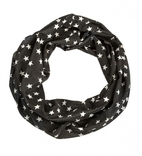 Star Print Infinity Scarf - Black - C011VWZSX67