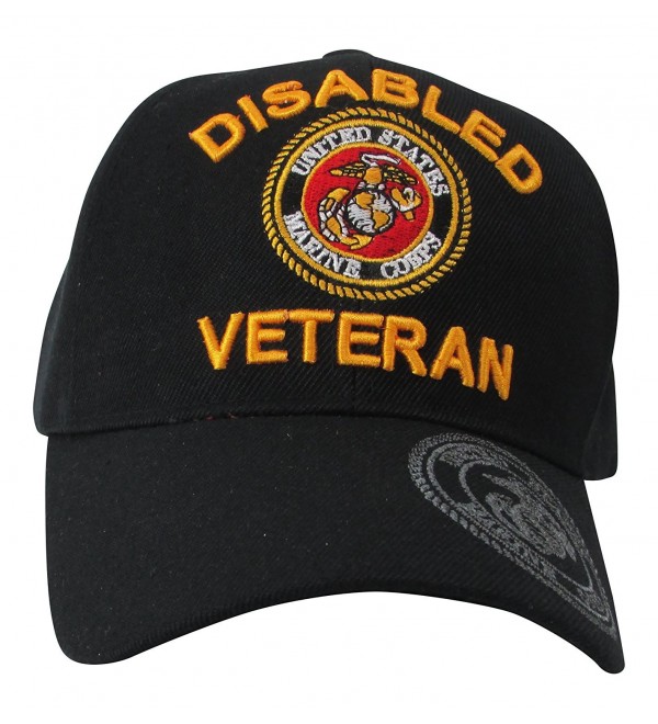 US Marine Corps Disabled Veteran & USMC Insignia on Visor Baseball Hat- Black - CH11N5Q49TL