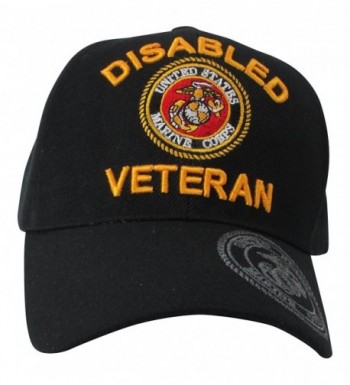 US Marine Corps Disabled Veteran & USMC Insignia on Visor Baseball Hat- Black - CH11N5Q49TL