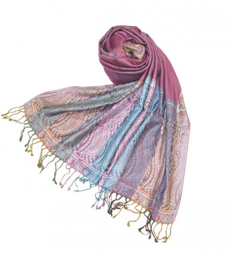 Lovarzi Women's Pashmina Scarf Shawl - Chic Paisley Scarves for Ladies & Girls - Pink - CC116L8JOYF