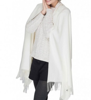 Winter Womens Large Soft Warm Pashmina Cashmere Blanket Scarf Solid Color Tassel Shawl(14 colors) - White - C0187CECR9C