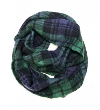 ALLYDREW Fashionable Plaid Infinity Circle Scarf Long Plaid Winter Scarf - Infinity- Blue and Green - CI17Z2IGLUW