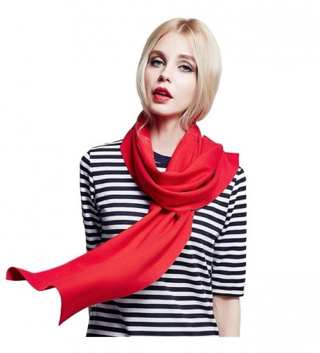 MUNI Winter Cashmere Wool Women Scarf Warm Fashionable Solid Shawl- in an Elegant Gift Envelope Box - Red - CJ12N6IHDAZ