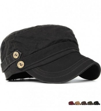 Rayna Fashion Unisex Adult Cadet Caps Military Hats Low Profile Elastic - Black - C9185UIO37I