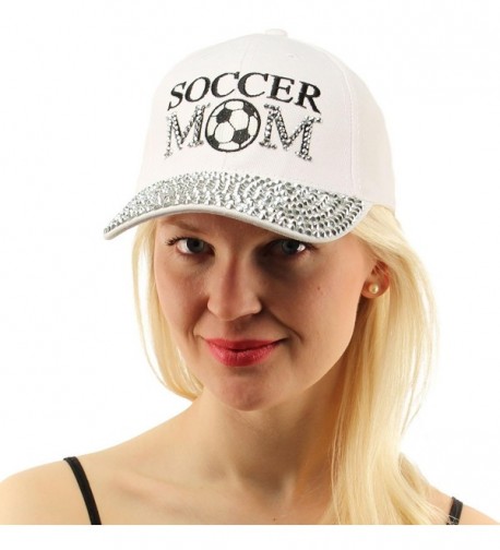Everyday Mom Bling Rhinestones Visor Baseball Sun Ball Cap Hat - Soccer/White - CX17Z4ZDMOQ
