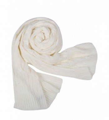 Glamaker Women's Soft Wrap Shawl Long Scarves Knit Pashmina - White - CO184TWOYII