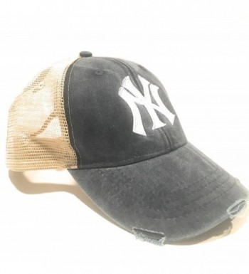 Mary's Monograms Monogrammed NY Yankees Navy Blue Distressed Trucker Hat - CD1822Y7M88