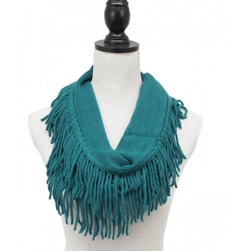 StylesILove Knitted Lightweight Infinity Fringe Womens Fashion Scarf-3 Color - Turquoise - CT126FZ2067