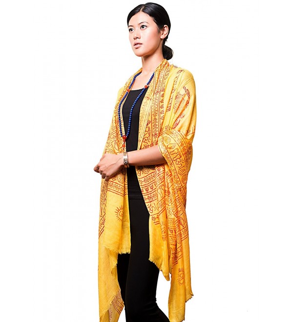 Handmade Yoga Om Nama Shiva Prayer Shawl/ Scarf - Yellow - CP129F3164D