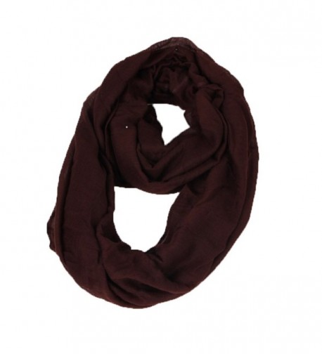 Obling Infinity Loop Scarf Women Large Solid Soft Lightweight Snood - Dark Coffee - C8188HY6Q87