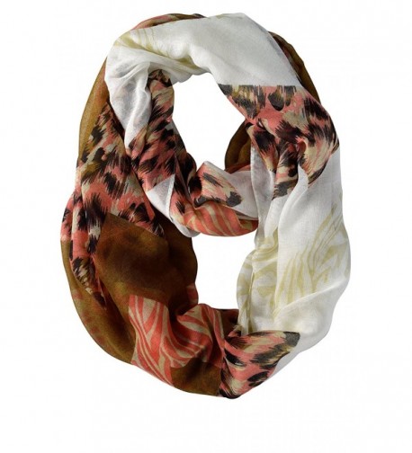 Peach Couture Animal Print Wide Chevron Design Summer Infinity Loop Scarf - Pink and Brown - CT11KYOR9SP