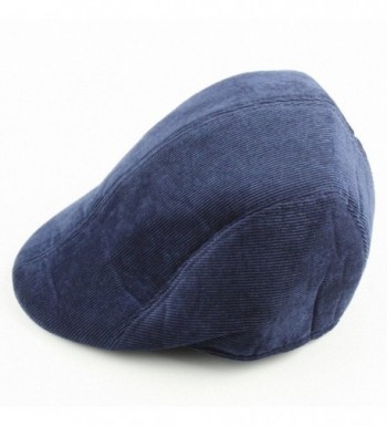 Aoneitem Men's Navy Blue Corduroy Winter Warm Newsboy Flat Cabbie Beret Ivy Cap Hat - CB11PQOMVQD