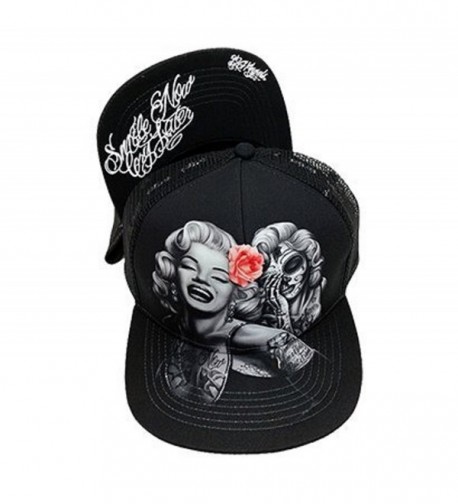 DGA Day of the Dead Marilyn Monroe Rockabilly Art Sublimation Ladies Snapback Cap/Hat - Smile Now Cry Later - CV12CCDCM2D