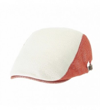 WITHMOONS Summer Linen Flat Cap Two Block Neutral Color IVY Hat LD3050 - Orange - C811ZAPYWZZ