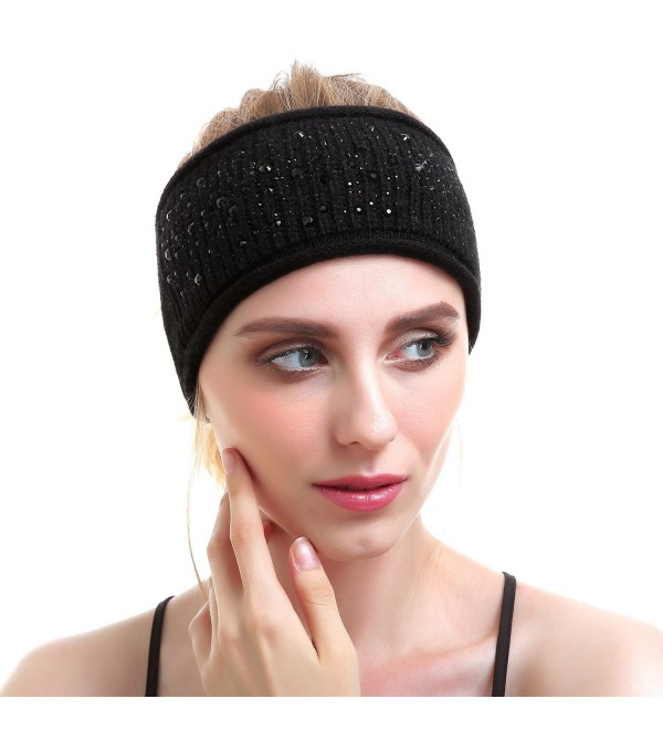 Women Knit Headband - Sport Wool Headbands Cashmere Yoga Headwear Head Wrap Ear Warmer - Black - CY187CO4KZC