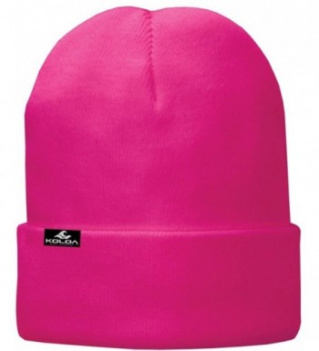 Koloa Surf Soft & Cozy Fleece Lined Fold Beanies in 12 Colors - Neon Pink - CP128VOJRGB