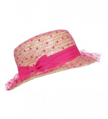 CTM Womens Straw Boater Polka in Women's Sun Hats