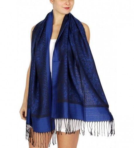 SERENITA Intricate paisley jacquard pashmina - Royal Blue - CZ12NSYFA61