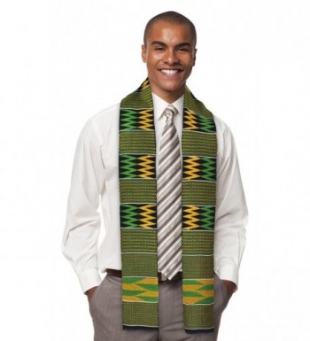 ADVANSYNC Traditional Double Weave Kente Cloth Scarf and Our Daily Bread Book - Green - CR11V5B763J