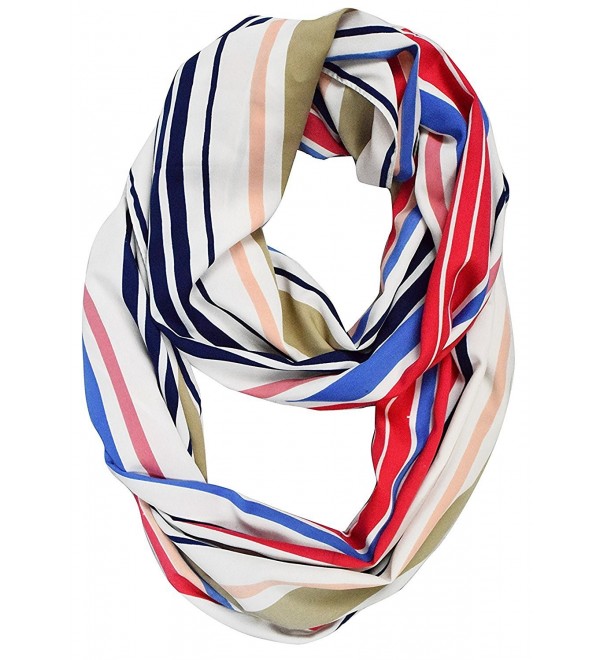 Peach Couture Sassy Stripes Vintage Style Multi Color Light Infinity Loop Scarf - Red Blue White - CA188HGOOK3